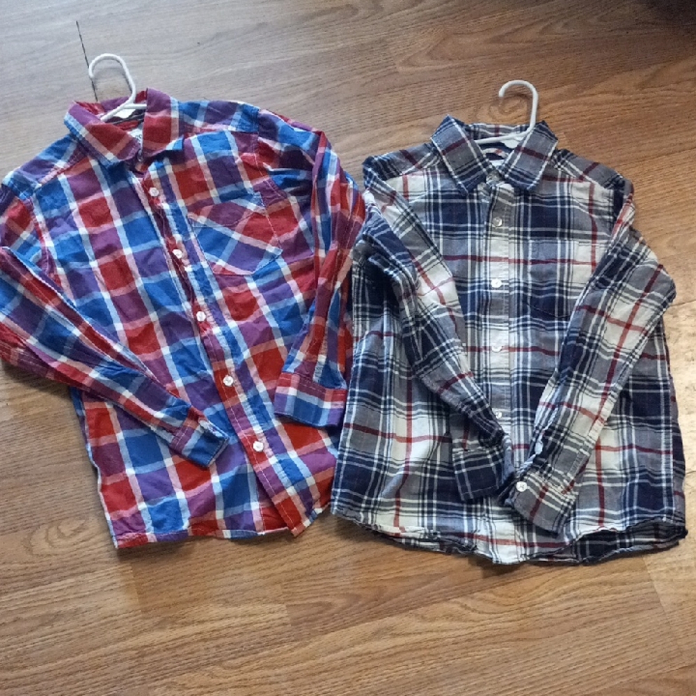 Childrens Place  Est. 1989 Finest Quality Plaid Kids Shirts - Red and Blue